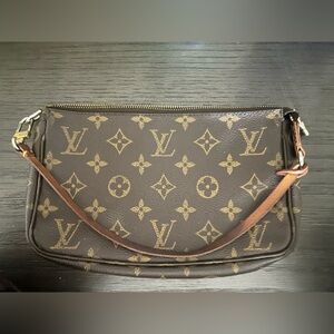 Authentic Louis Vuitton Brown and Gold Zipper Pouch